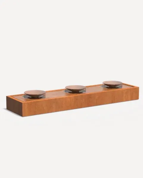 Садовий фонтан з переливними чашами, сталь Corten, 400 см.